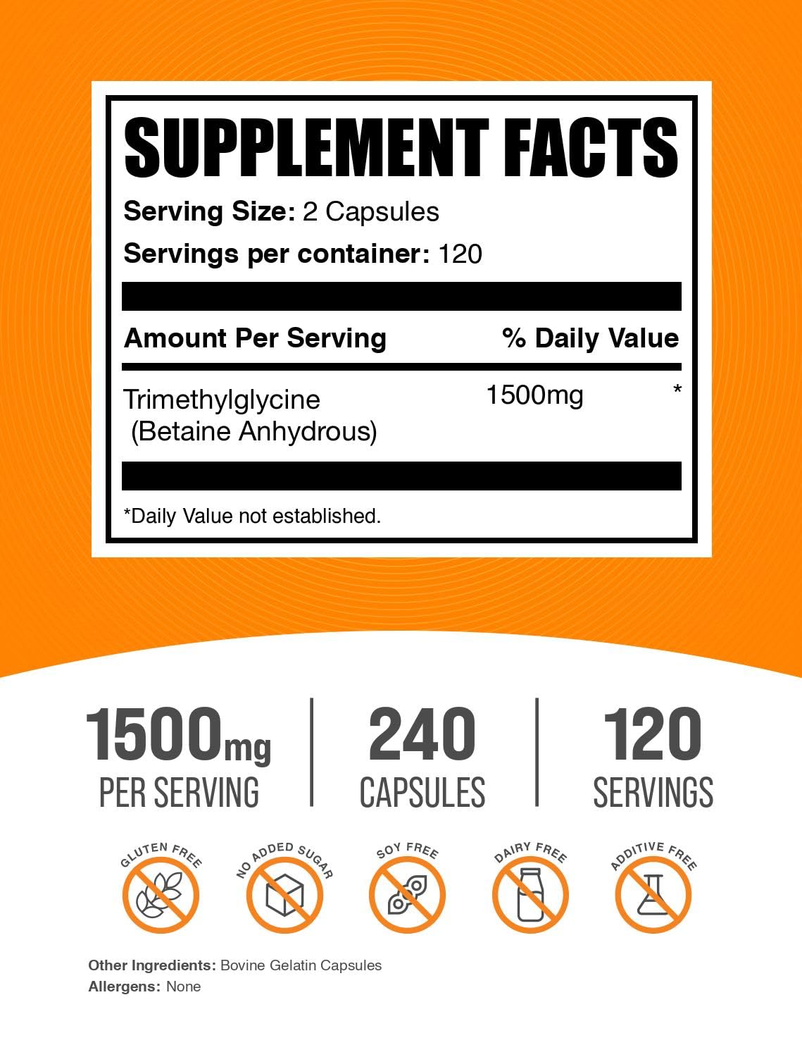 BulkSupplements TMG Capsules: détails des capsules et facilité de dosage