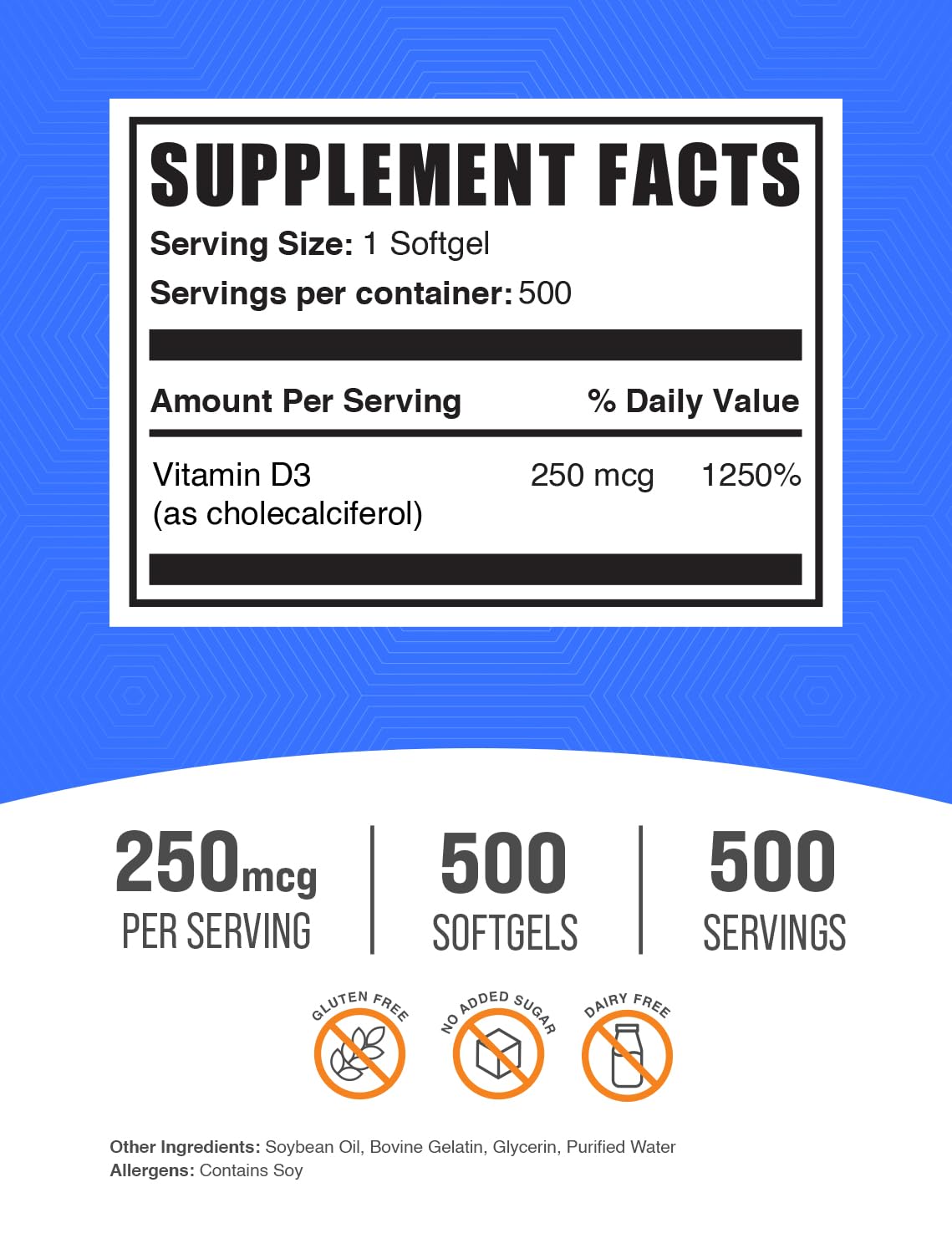 BulkSupplements Vitamine D3 gélules dans l’emballage, pratique à emporter