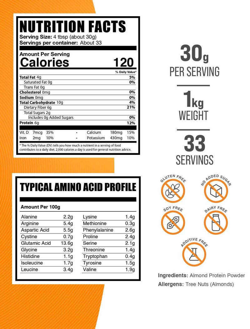 Bulksupplements amande-protein-poudre doseuse pour une portion précise.