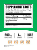 Ashwagandha BulkSupplements – poudre 1 kg, emballage pratique pour routine durable