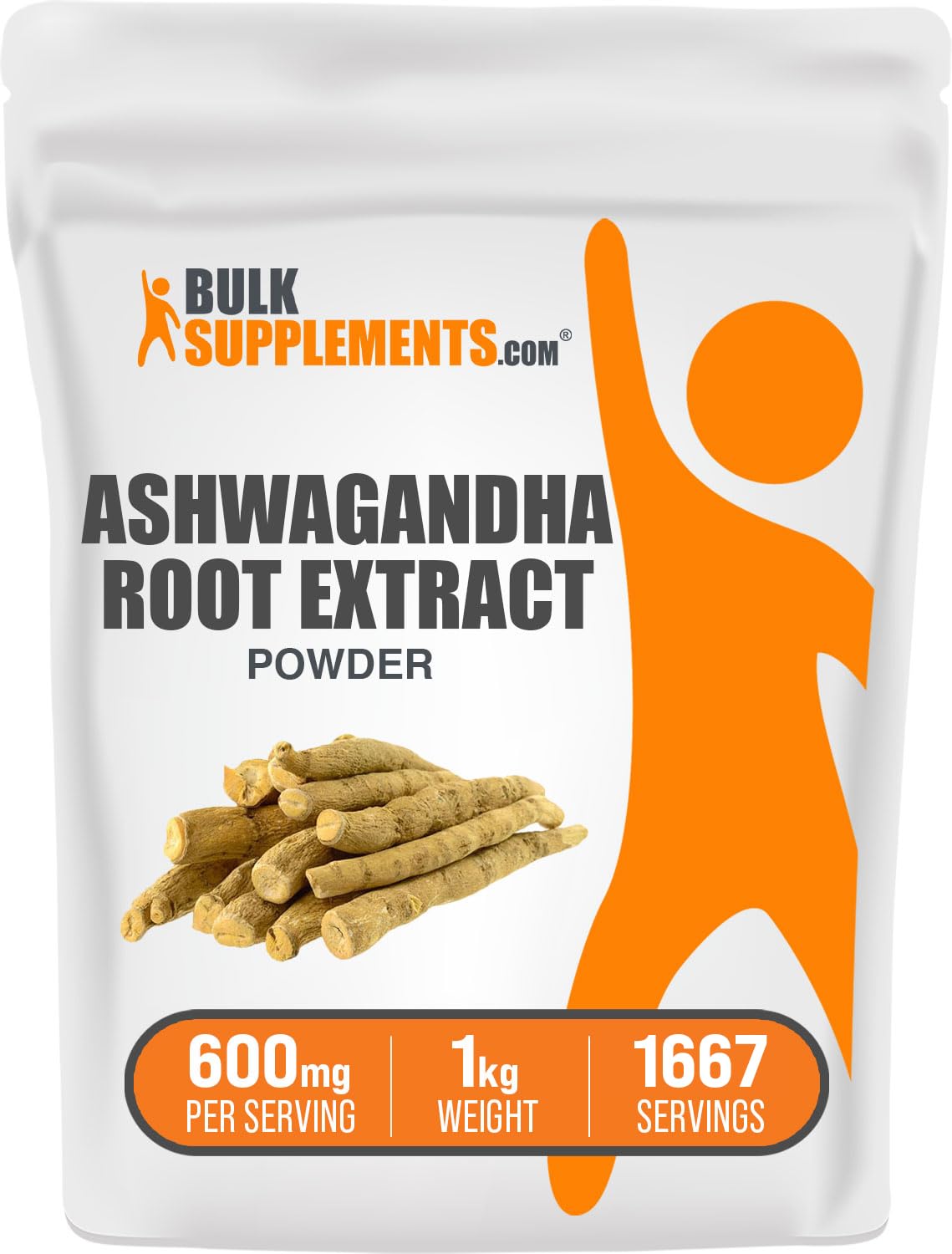 Ashwagandha BulkSupplements – poudre extrait 600 mg, soutien à l'équilibre quotidien