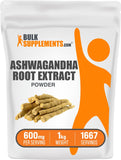 Ashwagandha BulkSupplements – poudre extrait 600 mg, soutien à l'équilibre quotidien