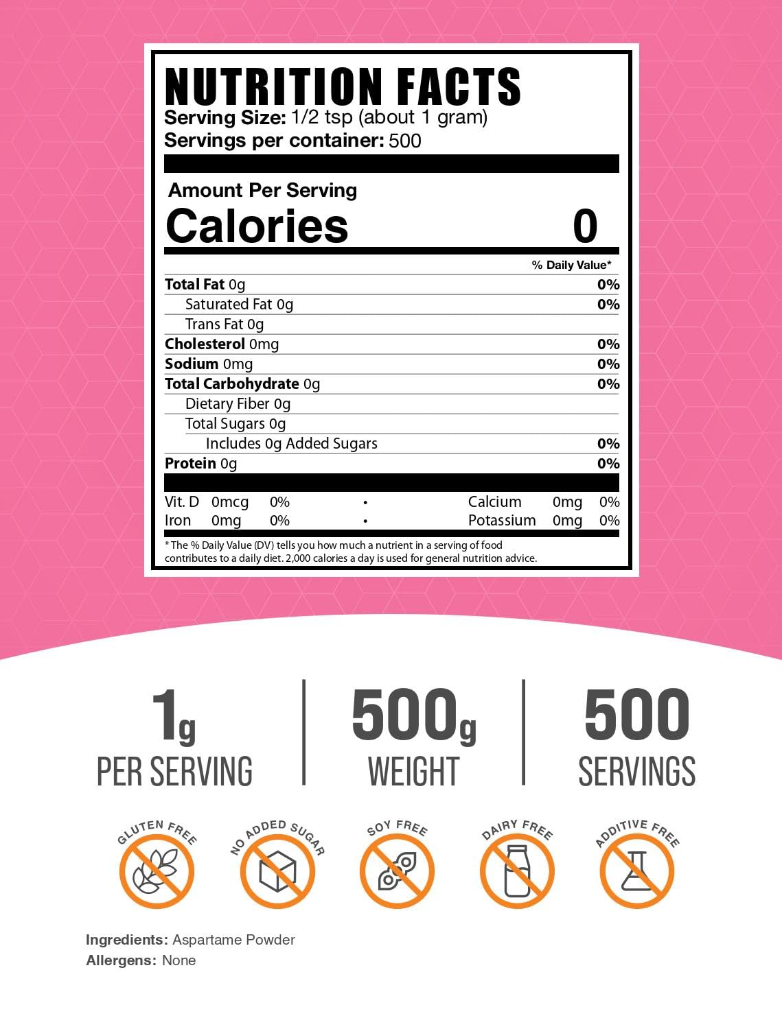BulkSupplements Aspartame Poudre – doseur inclus pour mesurer chaque portion facilement