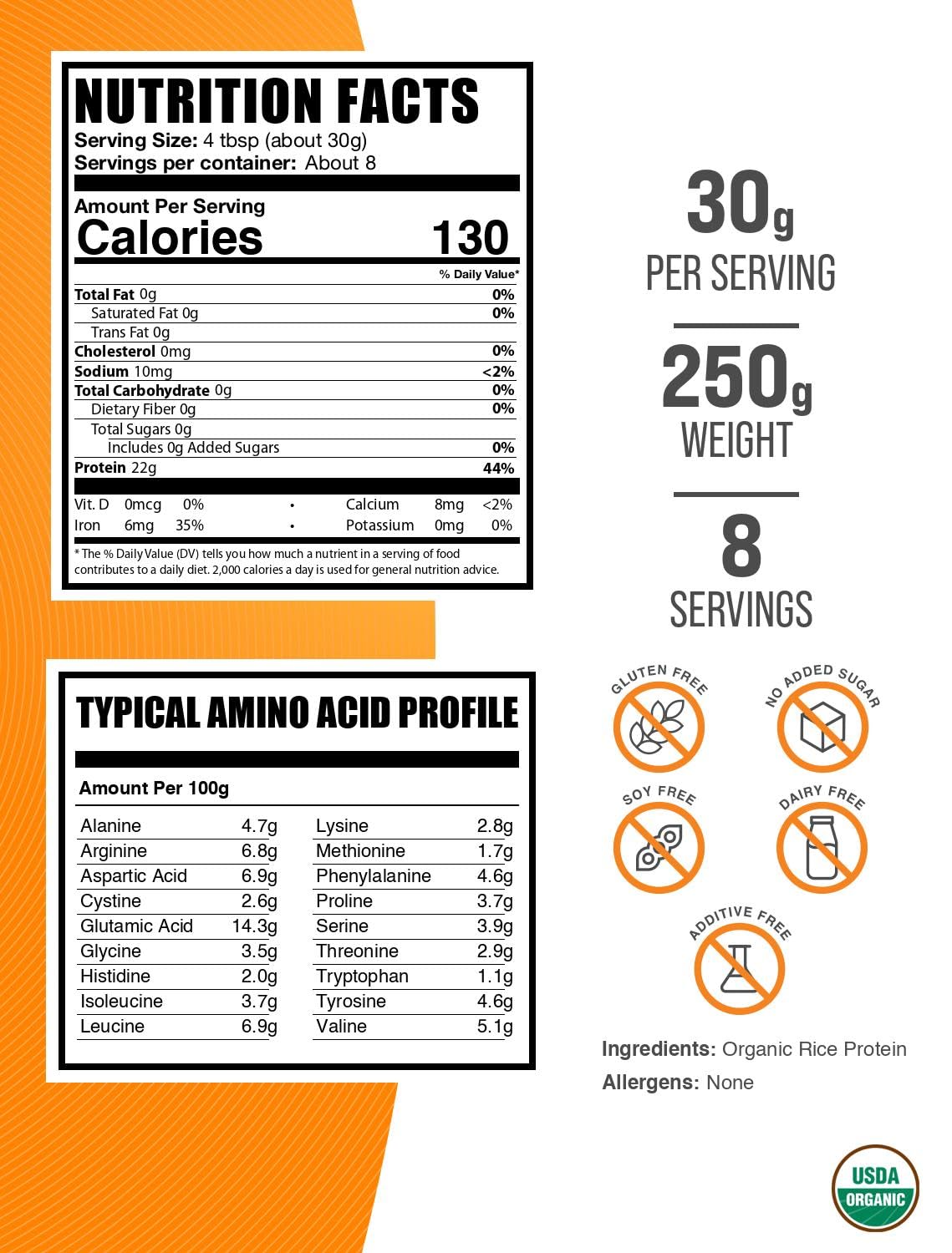 Bouteille BulkSupplements protéine riz biologique, prête à enrichir vos boissons protéinées.