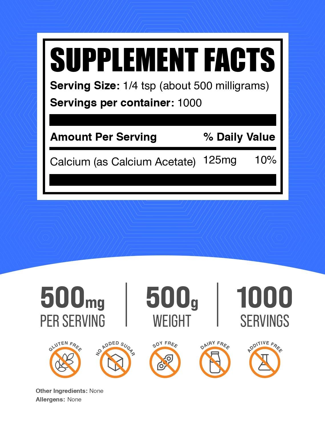 Doseuse BulkSupplements Calcium Acetate poudre pour dosage précis dans une boisson.