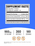 Gélules fournissant 960 mg de calcium et 60 mg de vitamine D3 par portion, pratiques.