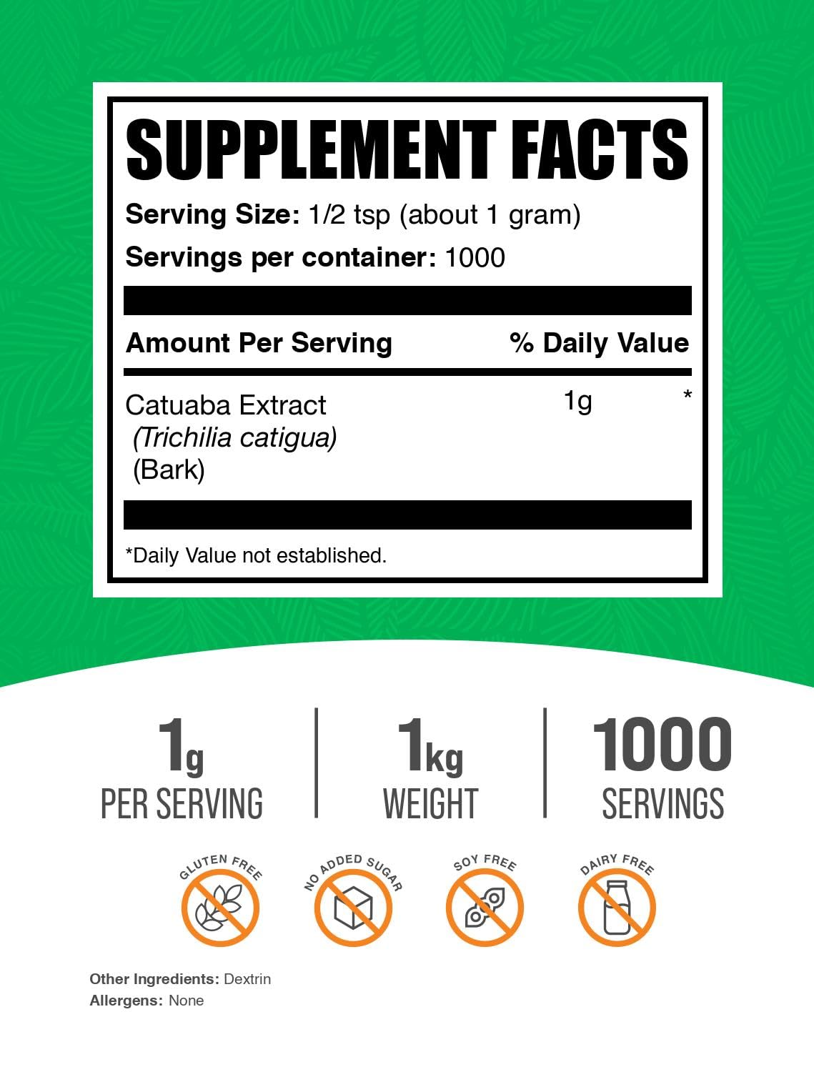 Bulksupplements Catuaba poudre cuillere, mesure simple à intégrer dans vos boissons.