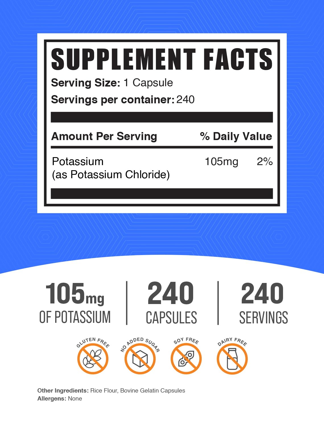 BulkSupplements Chlorure de Potassium: aide à maintenir l'hydratation au quotidien.