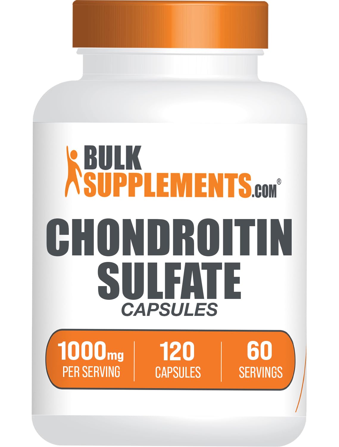 BulkSupplements Chondroïtine sulfate capsules 1000 mg — bouteille prête pour routine quotidienne.