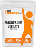 Bulksupplements Citrate de Magnésium en poudre, bouteille 500 g, pratique au quotidien