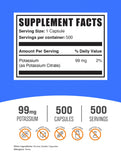 Citrate de Potassium BulkSupplements – gelules faciles à avaler sur une cuillère.