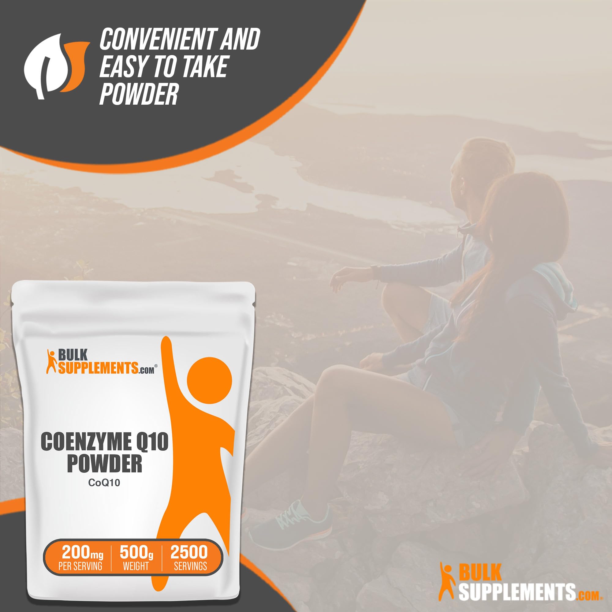 Coenzyme Q10 en poudre Bulksupplements avec étiquette claire et traçabilité.