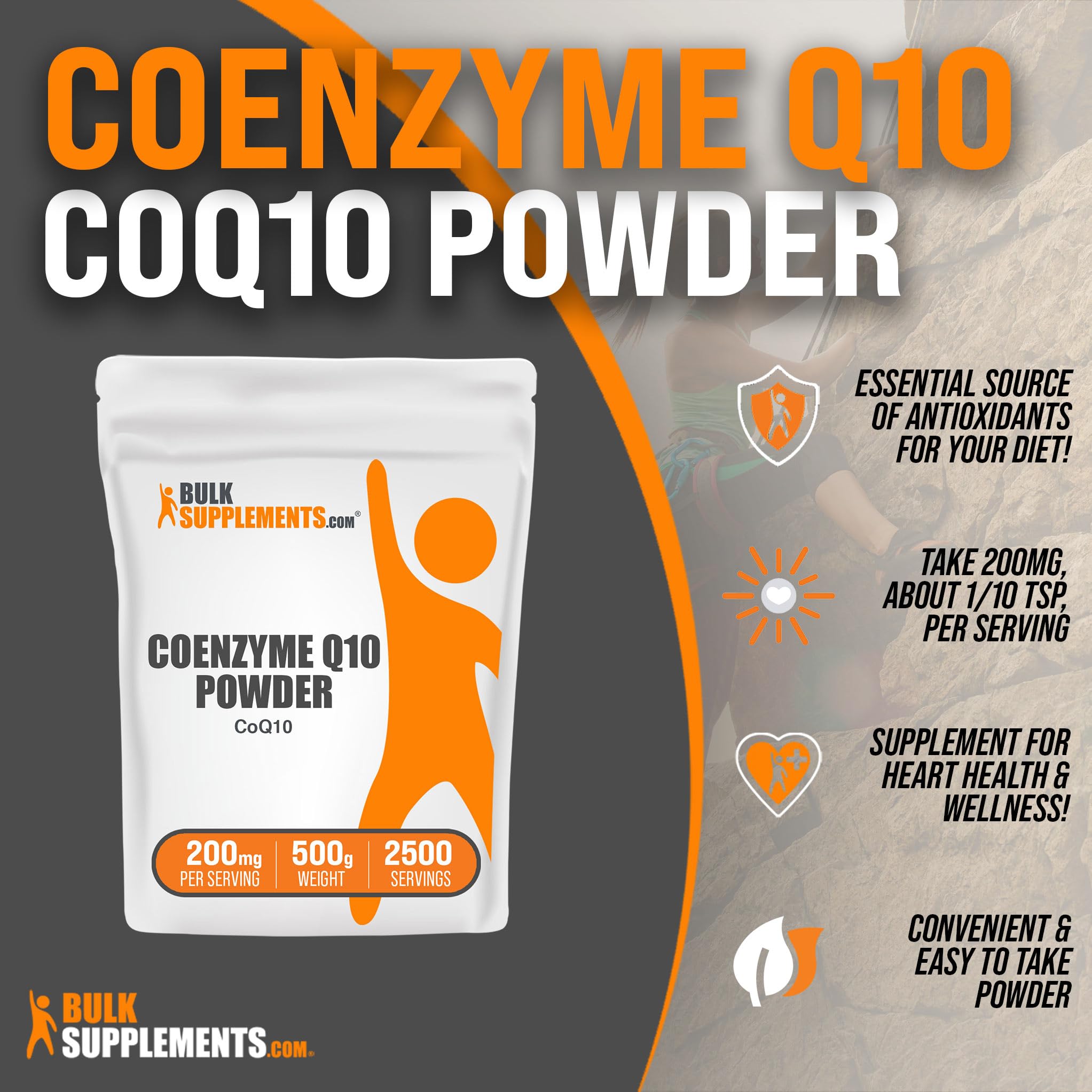 Coenzyme Q10 en poudre Bulksupplements se mélange dans smoothies.