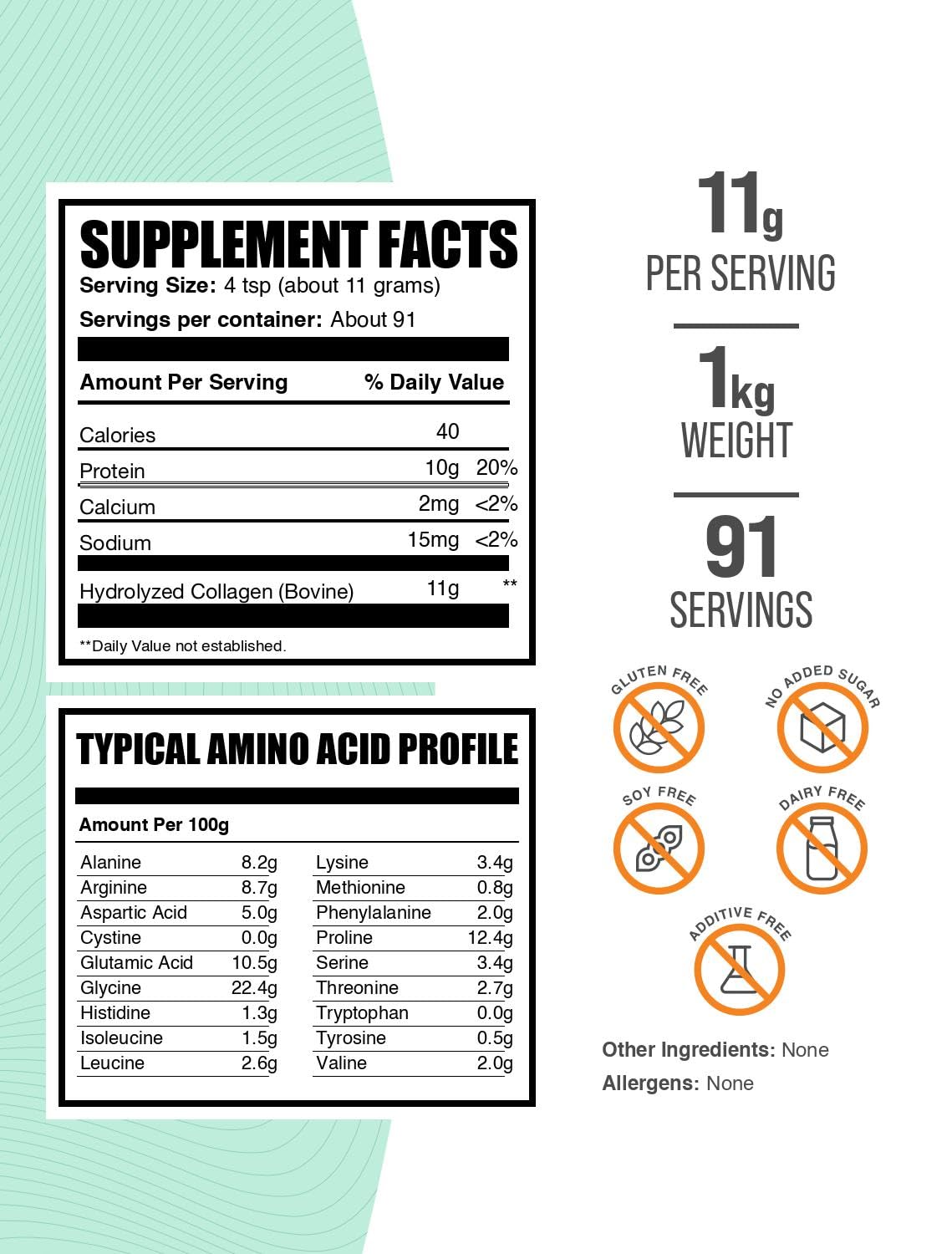 Bulksupplements Collagen Peptides doseur, mesure précise pour vos portions.