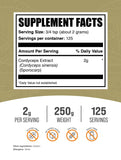 Cuillère-mesure visible avec la poudre Cordyceps pour dosages simples et cohérents.