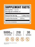 BulkSupplements Créatine Monohydrate Capsules, zoom sur les capsules: dosage clair.