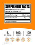 BulkSupplements Creatine Monohydrate: portion de 5 g par prise, soutien potentiel à l’entraînement