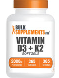 Bulksupplements D3 K2 gélules molles - bouteille: soutien quotidien et équilibre
