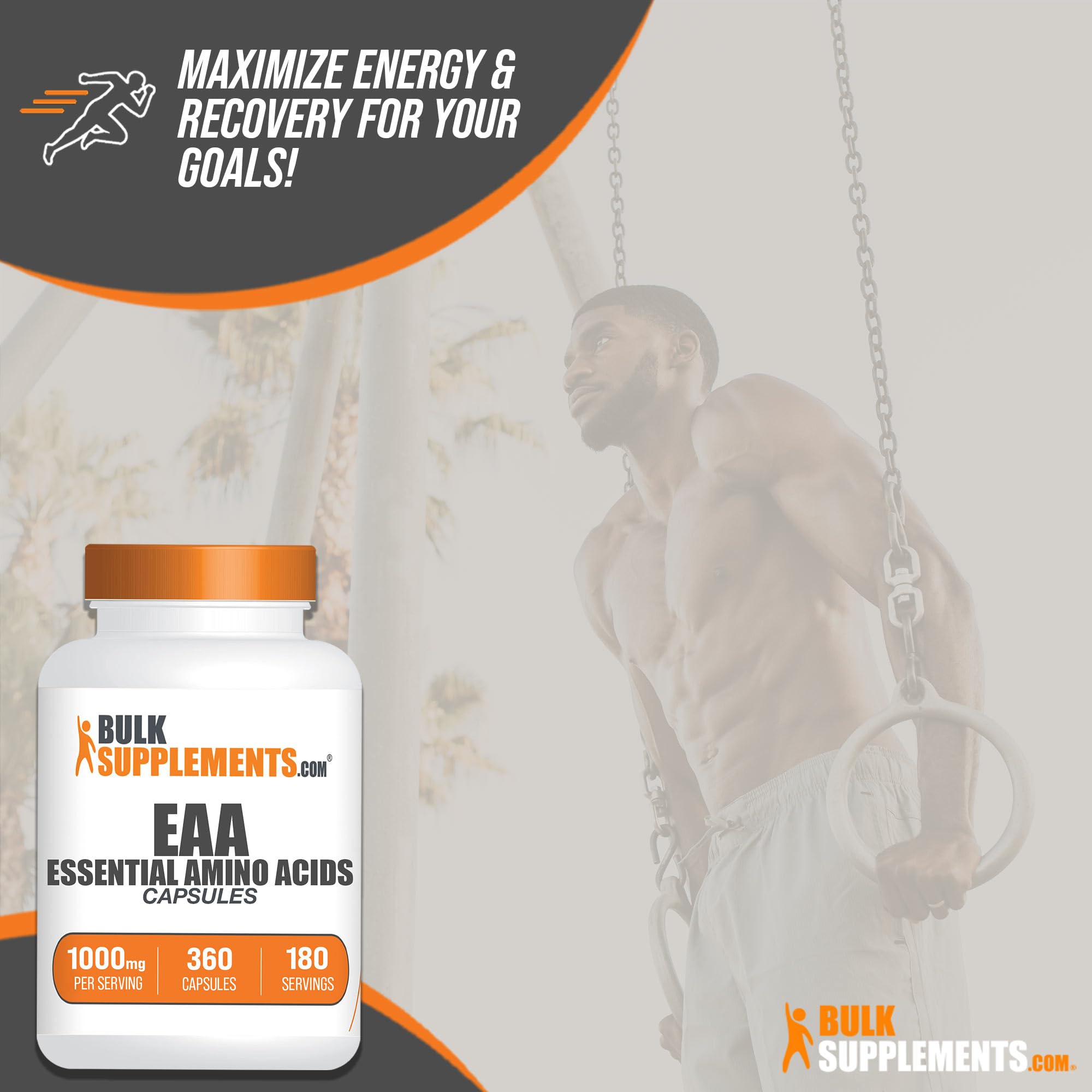 Bulksupplements EAA capsules, sans soja ni sucre ajouté.