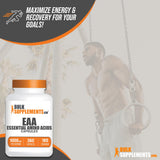 Bulksupplements EAA capsules, sans soja ni sucre ajouté.