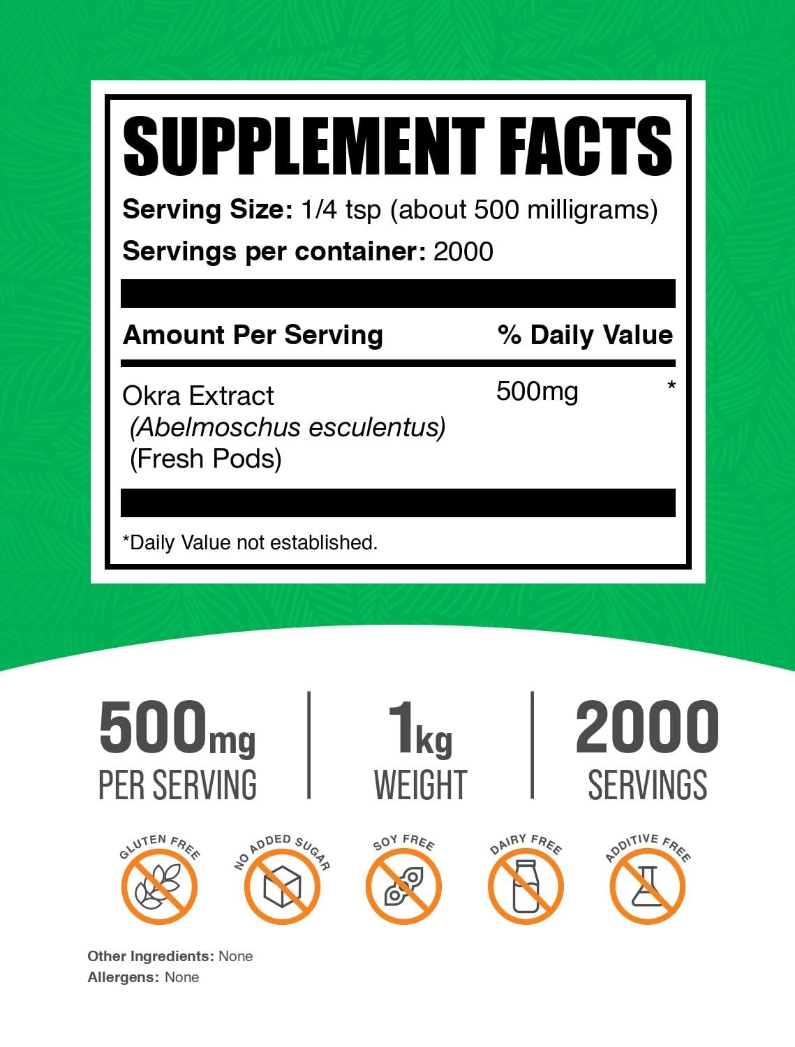 Dose pratique pour ajouter l'extrait de gombo BulkSupplements à vos shakes.