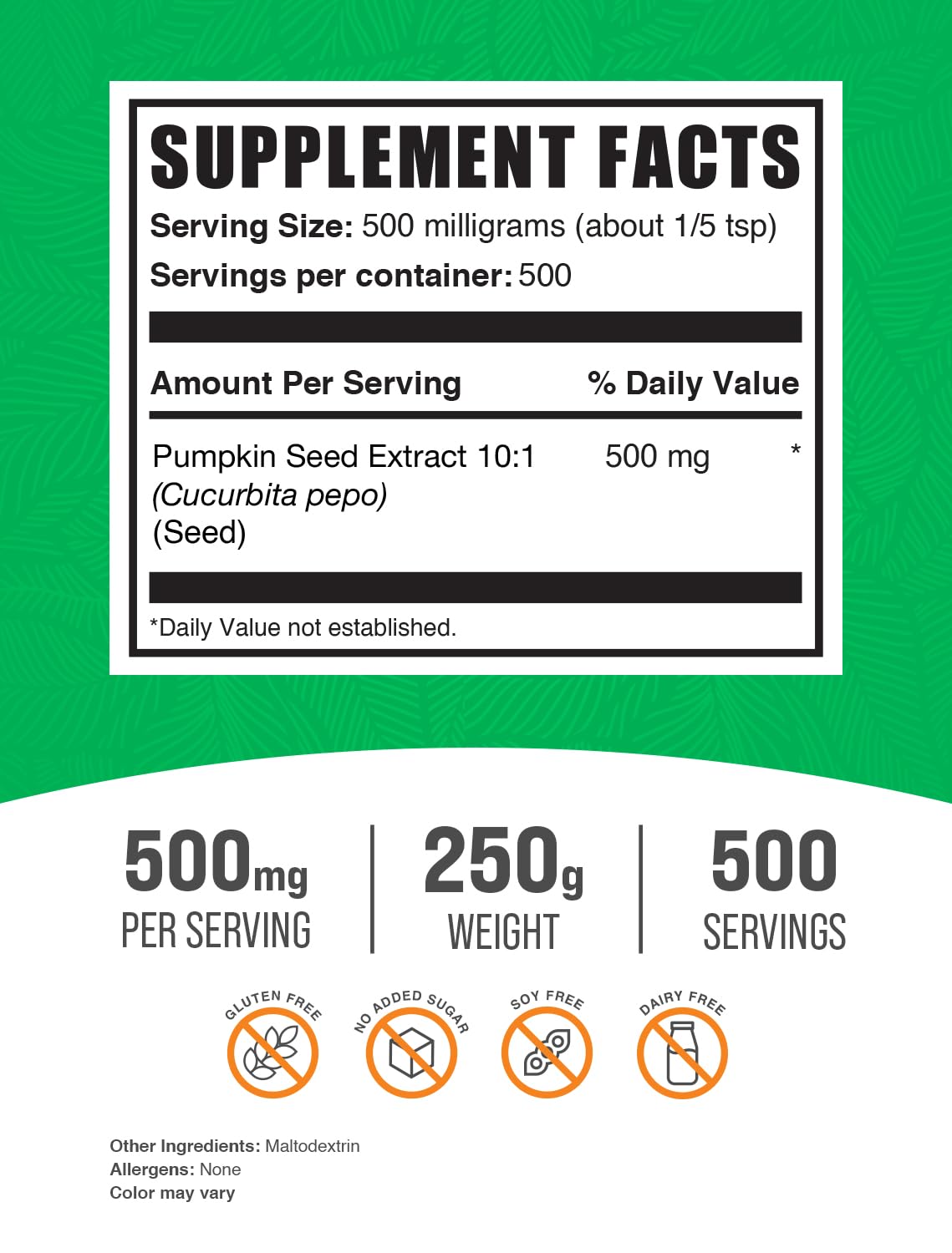 Bulksupplements extrait graine courge poudre mesure, intégration facile dans votre routine.