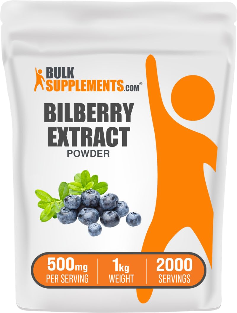BulkSupplements Bilberry Extrait Poudre dans pot, idéal pour routine quotidienne.