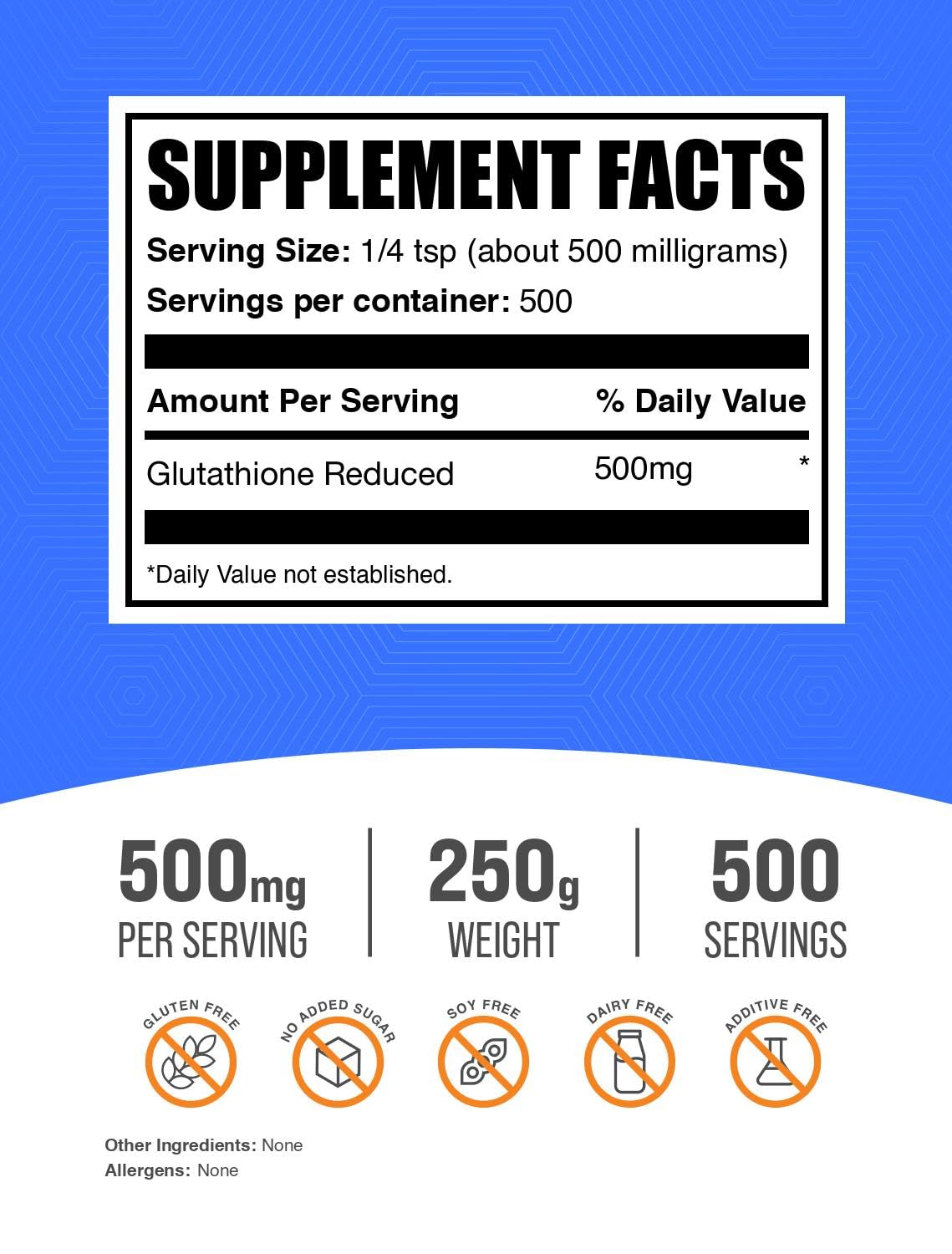 Bulksupplements Glutathion Réduit poudre avec doseuse pour des dosages précis
