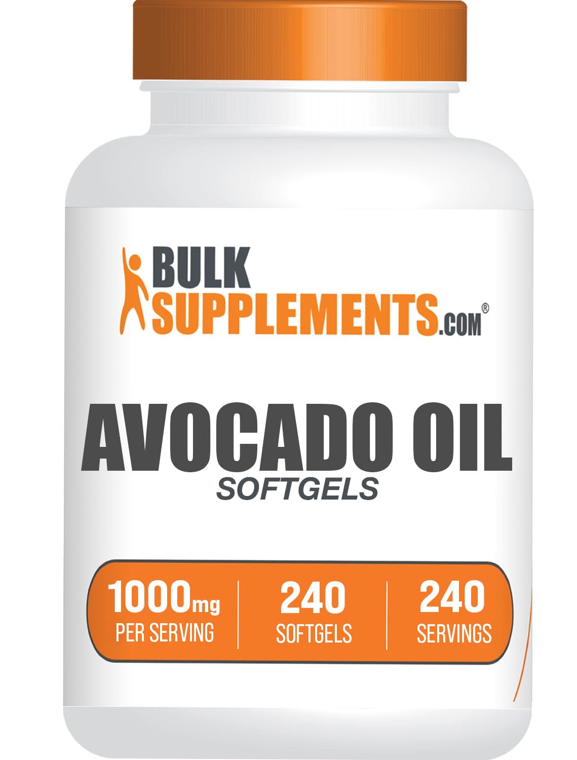 Bulksupplements Avocat huile gélules, bouteille 240, formulation sans gluten et sans soja