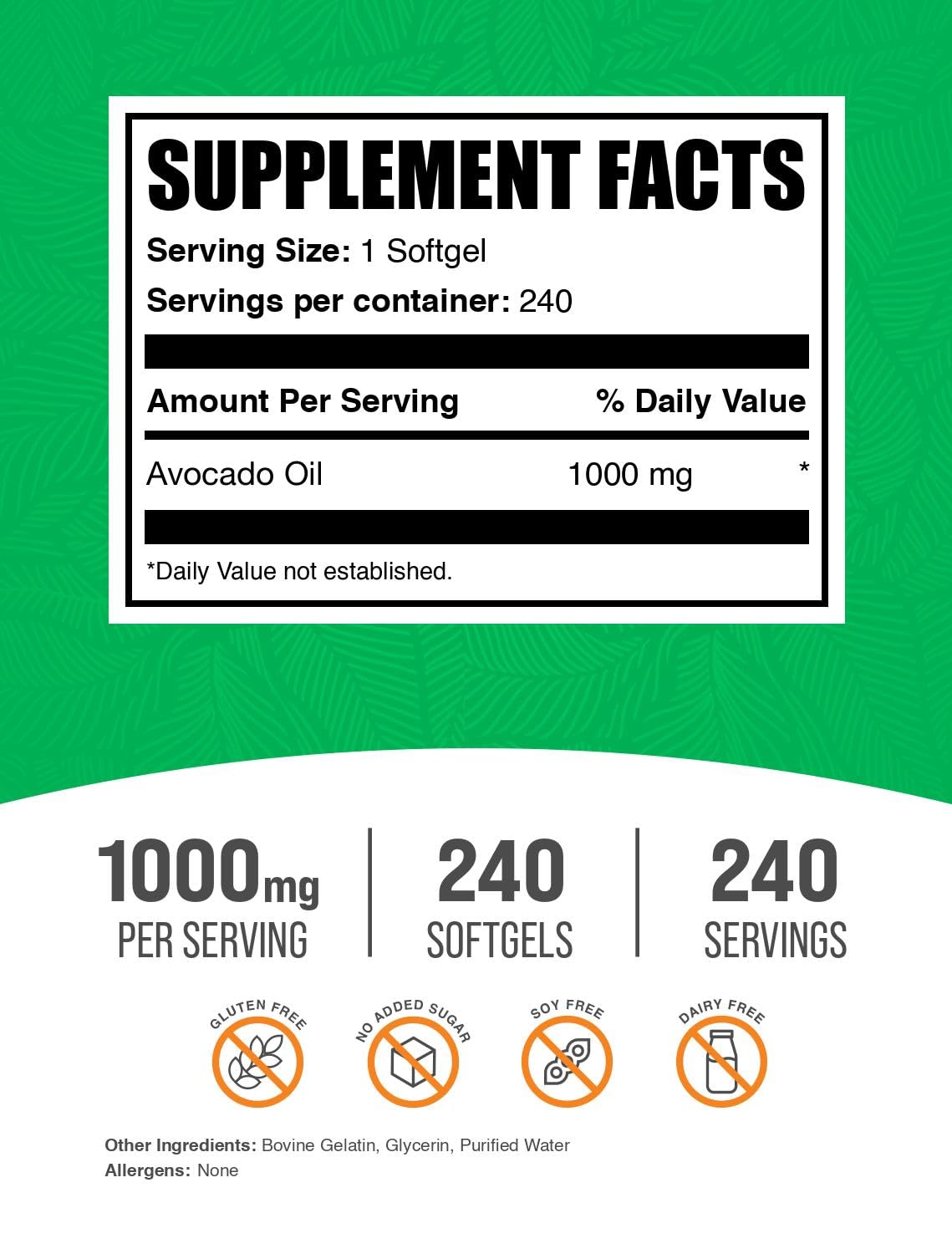 Gélules Avocat Bulksupplements, dosage 1000 mg, prise quotidienne facile