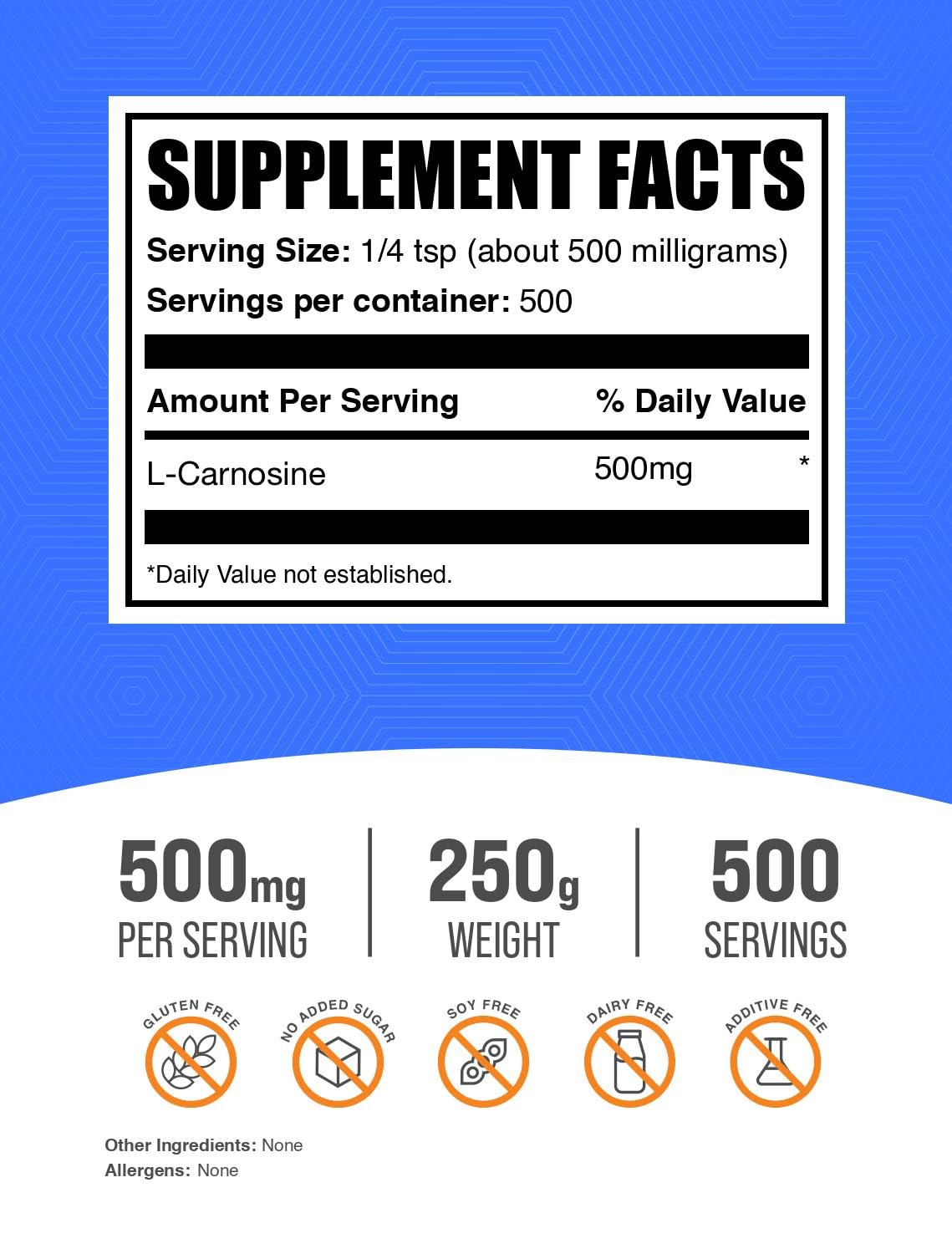 Bulksupplements L-Carnosine, poudre – soutien général pour énergie et récupération.