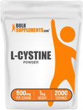 BulkSupplements L-Cystine en bouteille, soutient une routine quotidienne équilibrée.