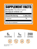 Poudre Leucine BulkSupplements non aromatisée, emballage visible, facile à intégrer dans un shake.
