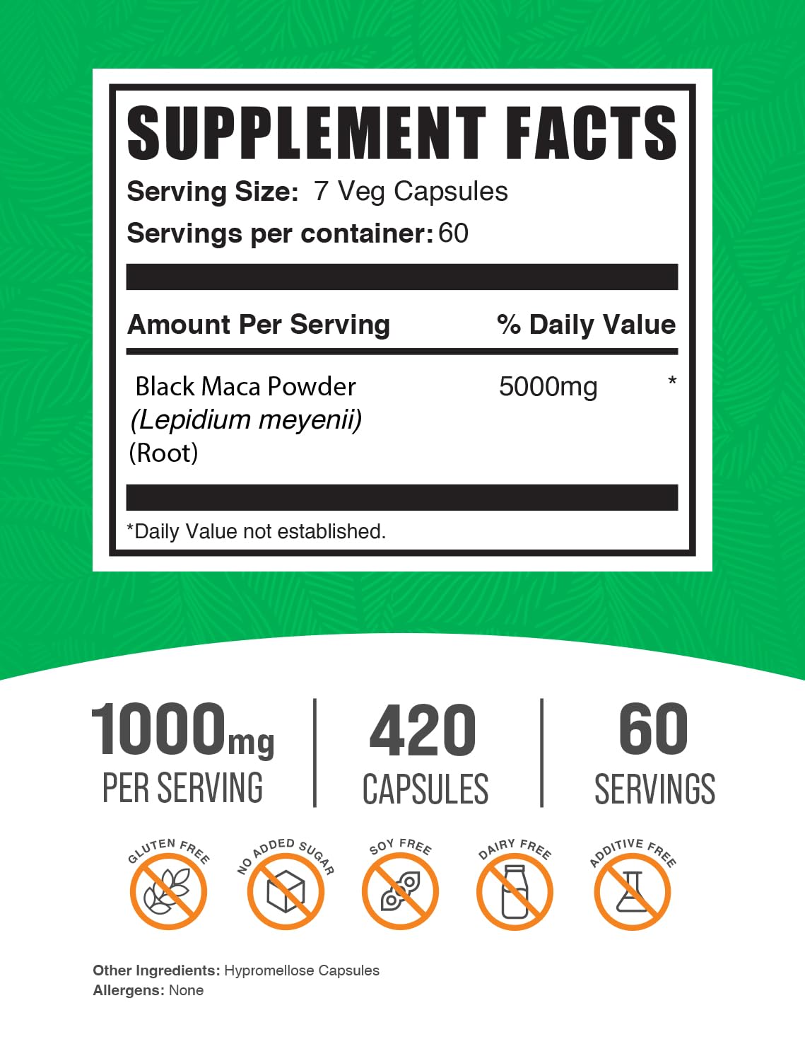 BulkSupplements Maca noir : capsules 5000 mg faciles à prendre.