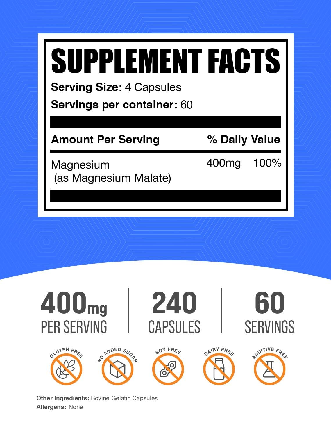 Gélules Magnésium Malate 400 mg, faciles à intégrer à la routine.