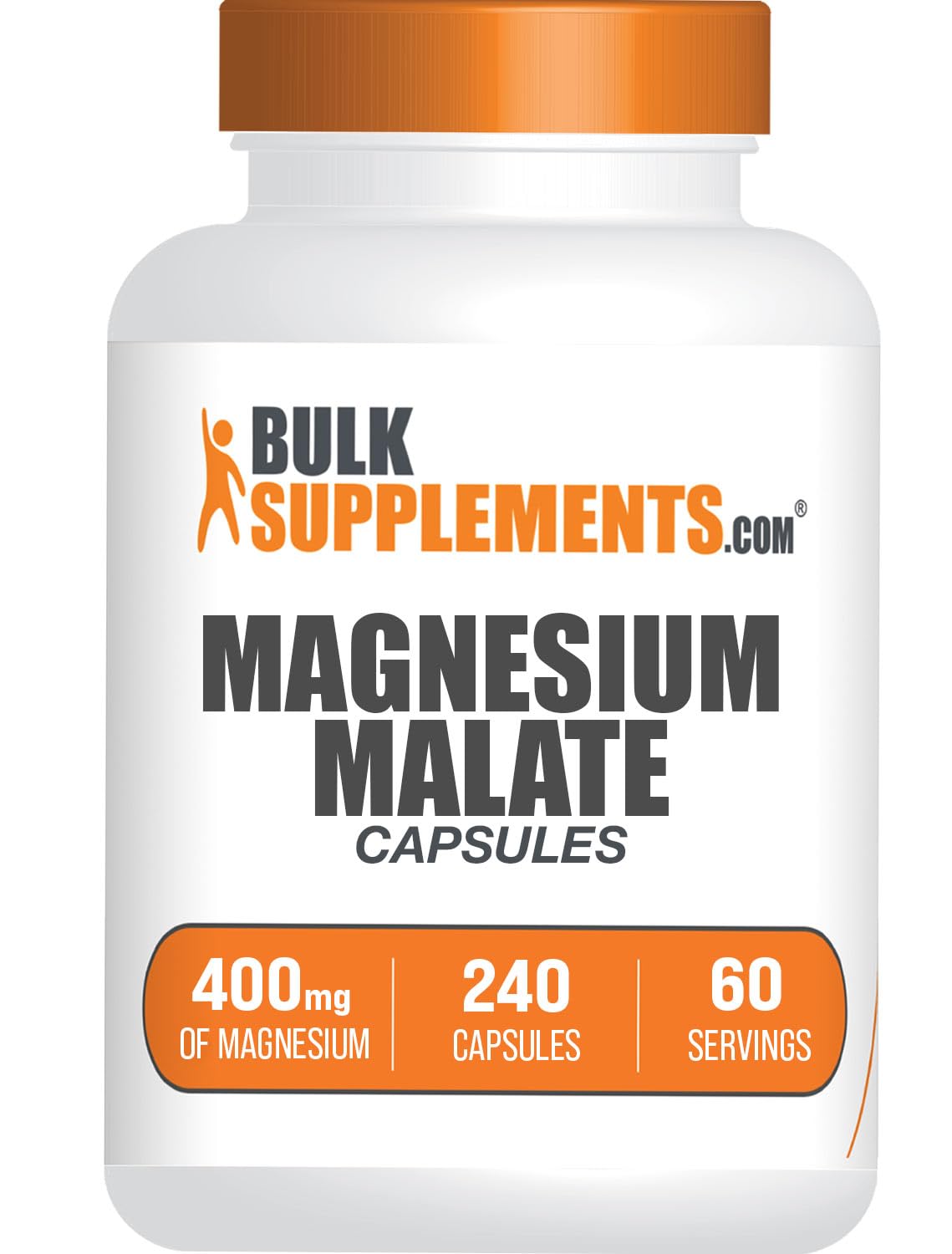 BulkSupplements Magnésium Malate : gélules dans une bouteille pratique.