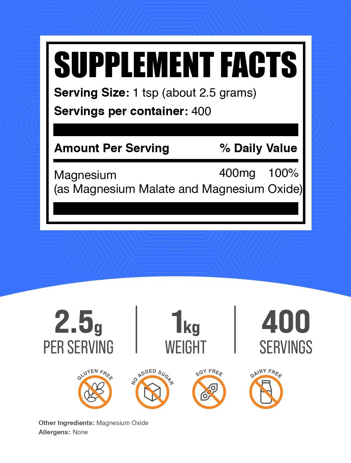 BulkSupplements Magnésium Malate, doseur visible, intégration facile dans la routine.