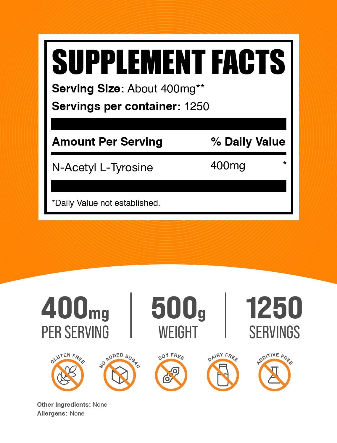 BulkSupplements N-acétyl L-tyrosine poudre: dosage précis pour vos routines.