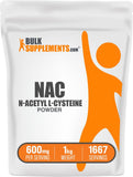 BulkSupplements NAC poudre: bouteille 600 mg, complément pratique pour votre routine quotidienne.