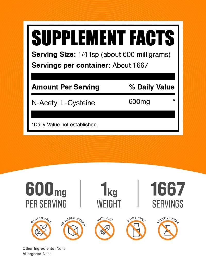 BulkSupplements NAC poudre: doseur inclus, mesure précise pour votre shake.