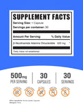 Bulksupplements NAD Capsules, étiquette et label clairs assurant transparence et traçabilité.