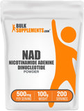 NAD Poudre BulkSupplements en bouteille, soutien potentiel à l énergie quotidienne