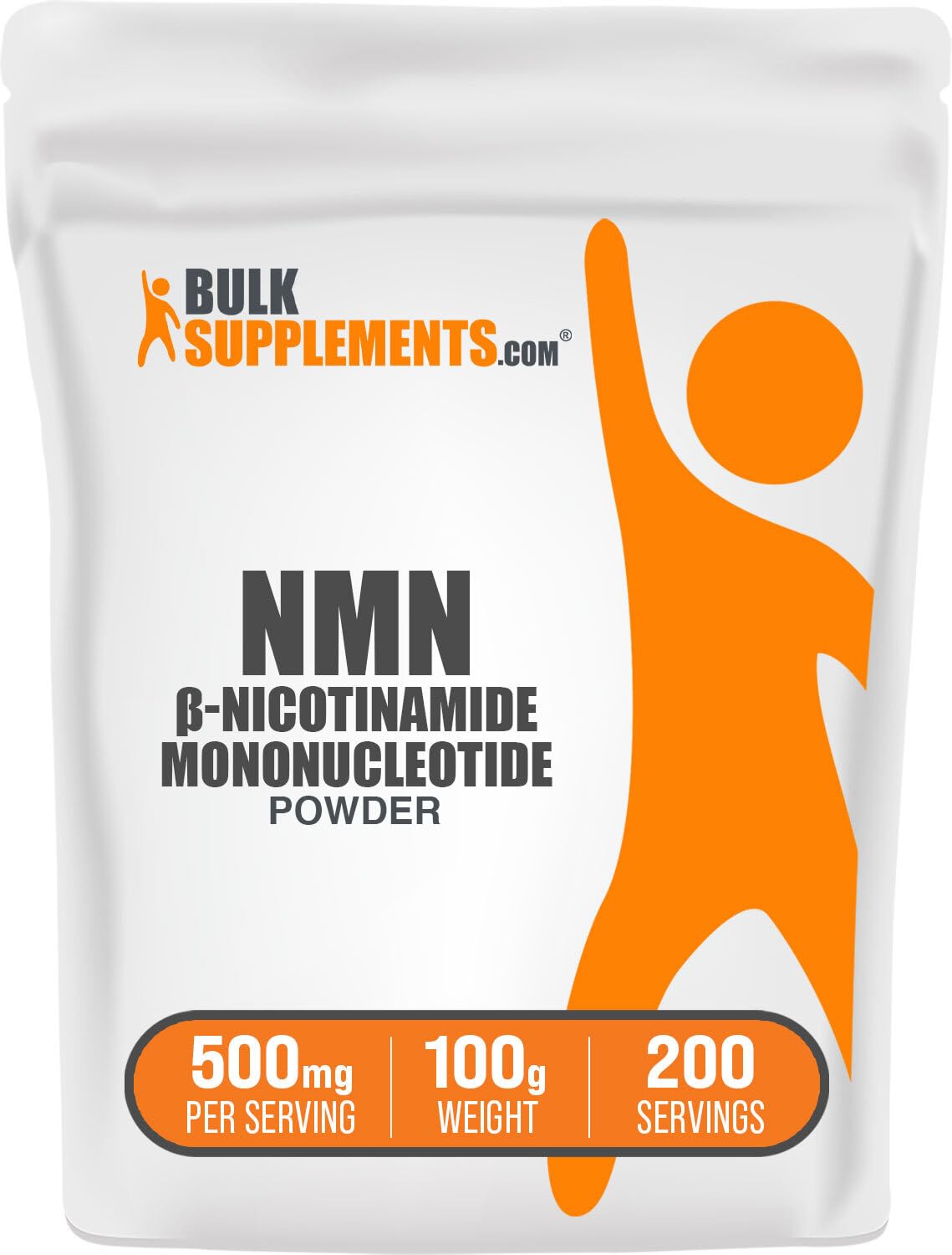 NMN BulkSupplements en poudre pure, soutien potentiel énergie et bien-être quotidien.