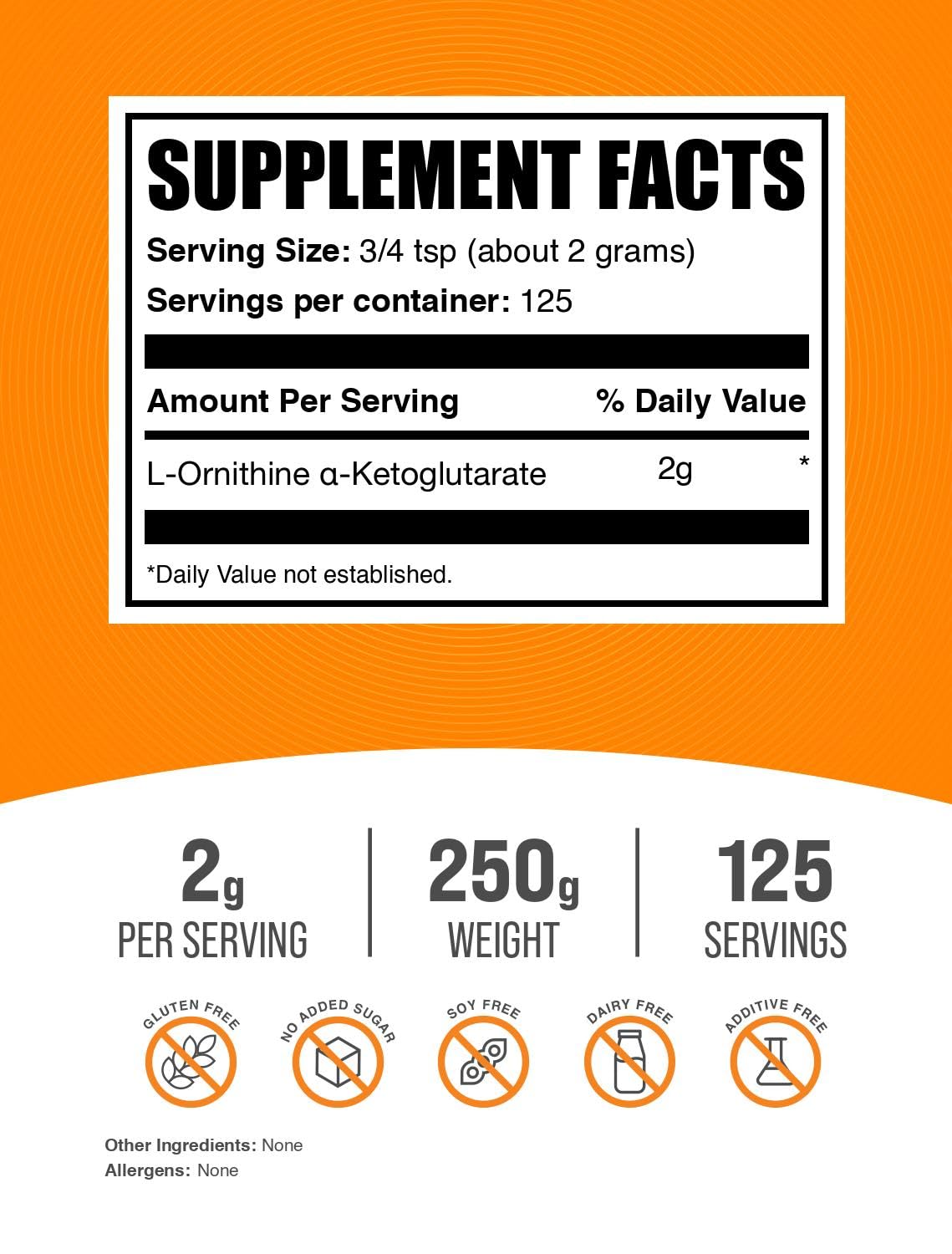 Bulksupplements OKG dose de 2 g par portion, soutien potentiel pendant l’entraînement.