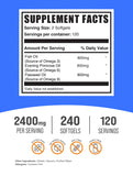 Bulksupplements oméga 3-6-9 gélules – mains en prise, ingestion simple au quotidien.