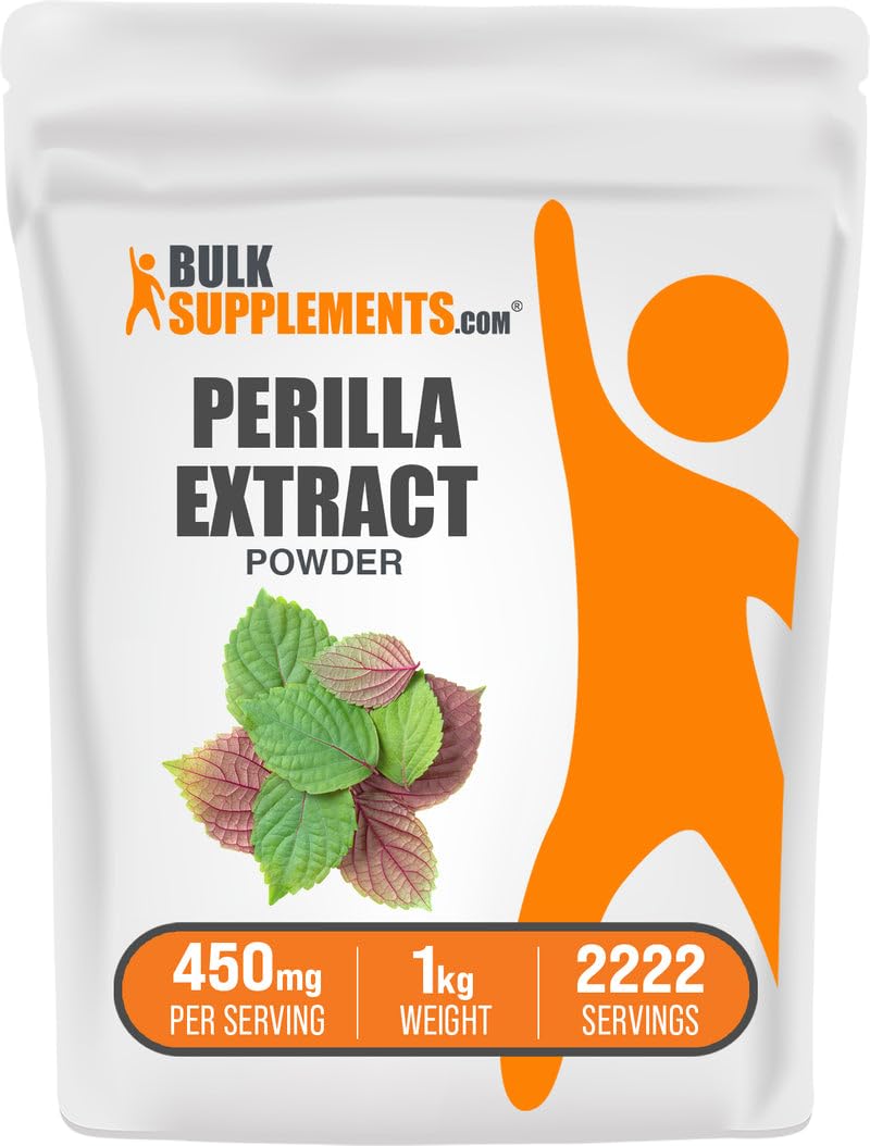 BulkSupplements Perilla Extrait en Poudre – pot montrant une texture poudreuse naturelle pour usage quotidien.