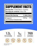 Bulksupplements Potassium Bicarbonate — étiquette claire pour la traçabilité.