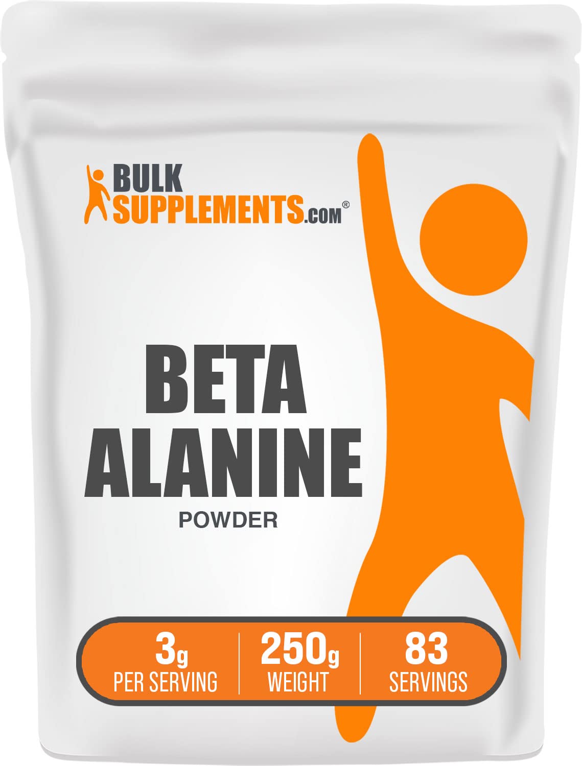 BulkSupplements Beta-Alanine en poudre, par portion de 3000 mg, soutien potentiel à l’endurance.