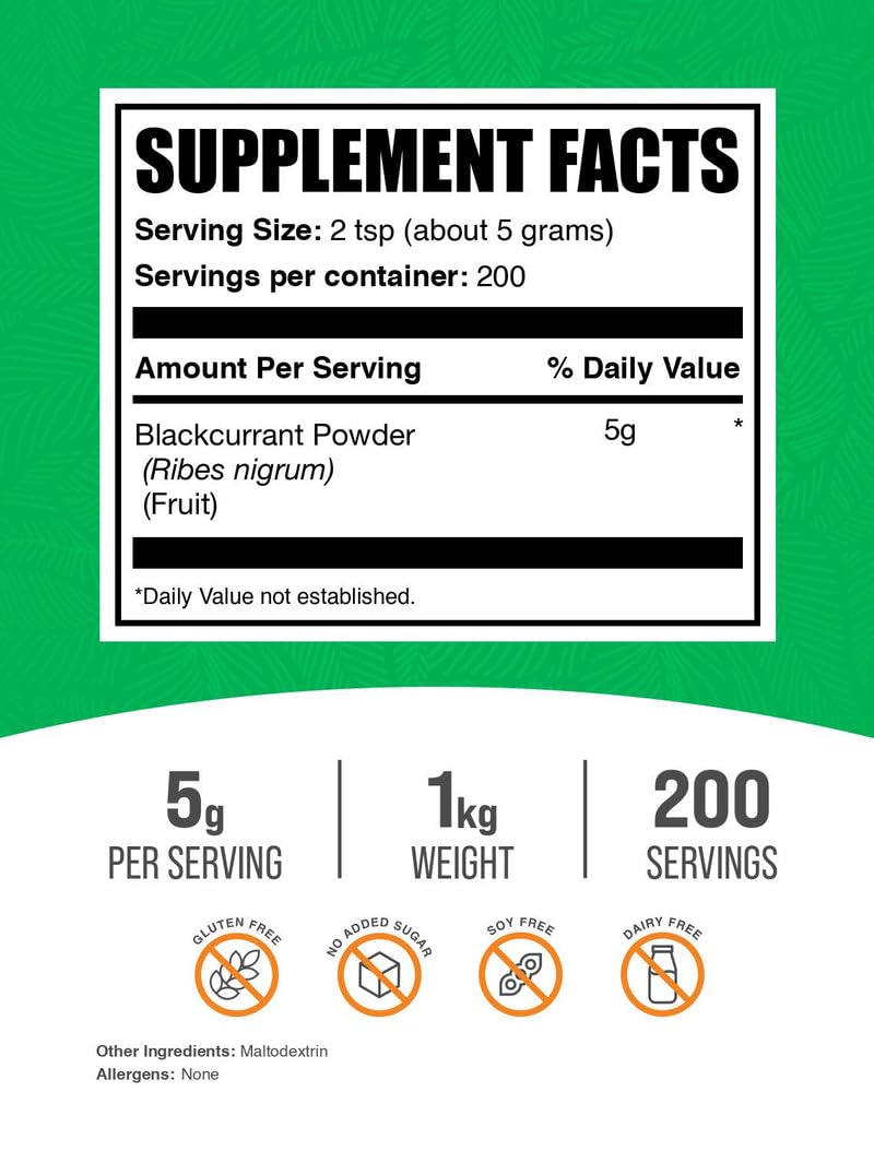 BulkSupplements Poudre cassis smoothie, saveur naturelle et fruitée