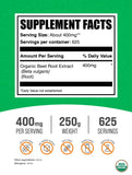 Bulksupplements : poudre de betterave biologique dans une cuillère pour doser facilement.
